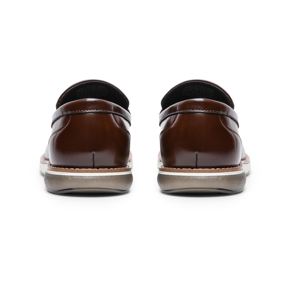 Men's Vegan Leather Slip-On Penny Loafers - DARK BROWN - 4